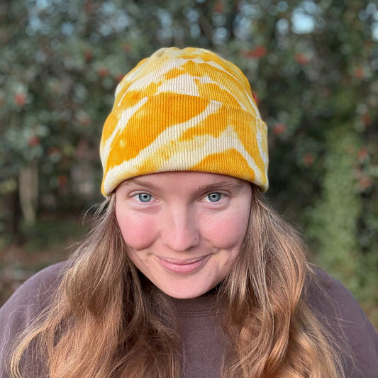 Yellow tie dye beanie