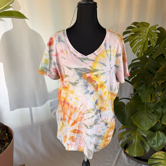 Peach pink yellow Tie Dye Shirt