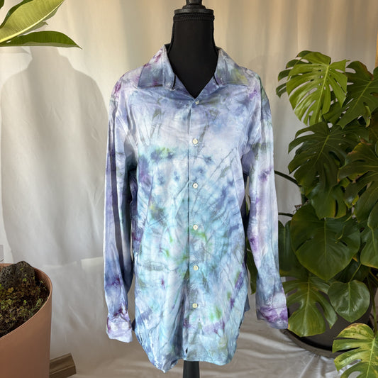 Soft Blue and Green Tie Dye Long Sleeve